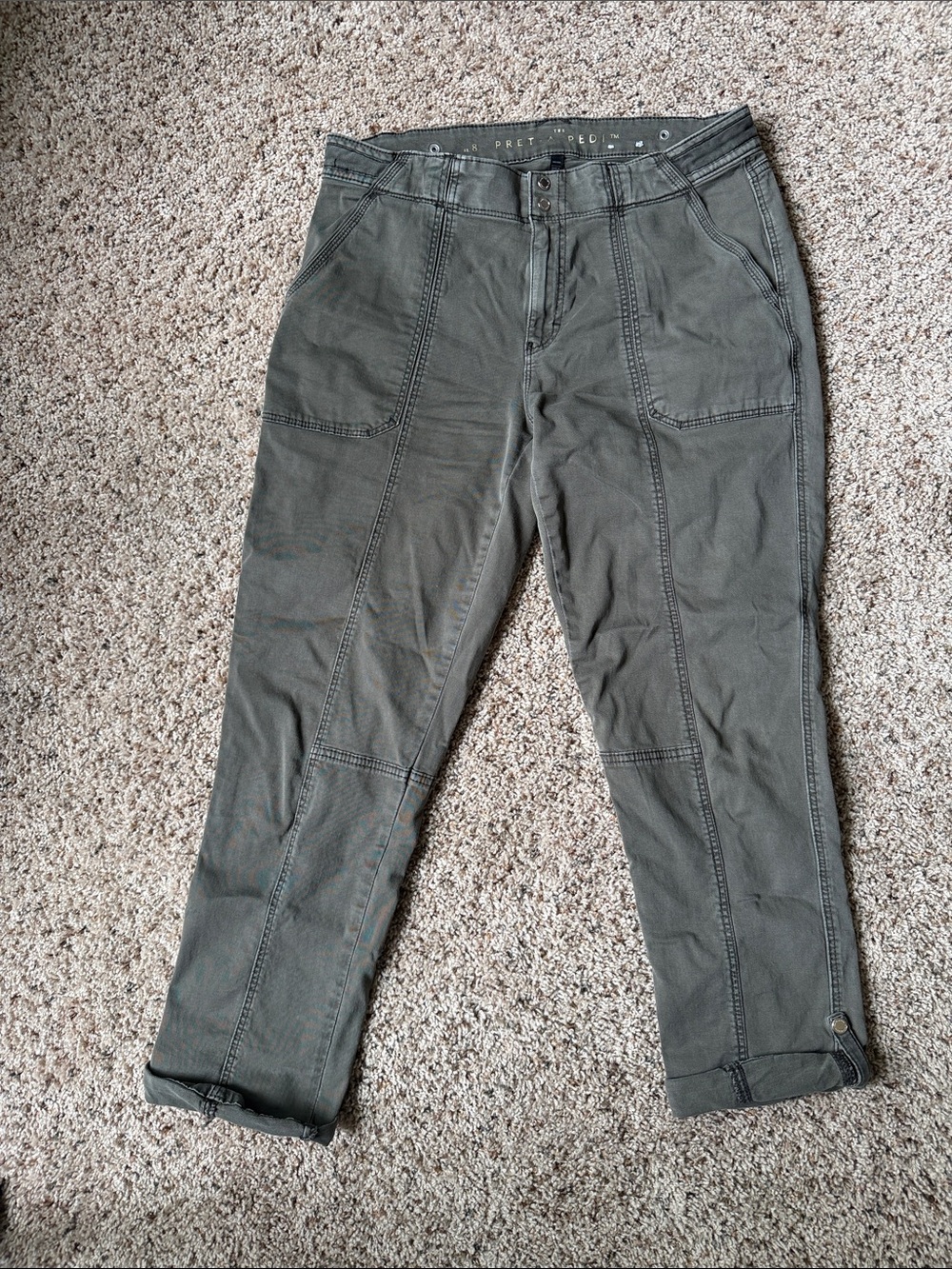 White House Black Market Olive Green Cropped Utility Pants sz8